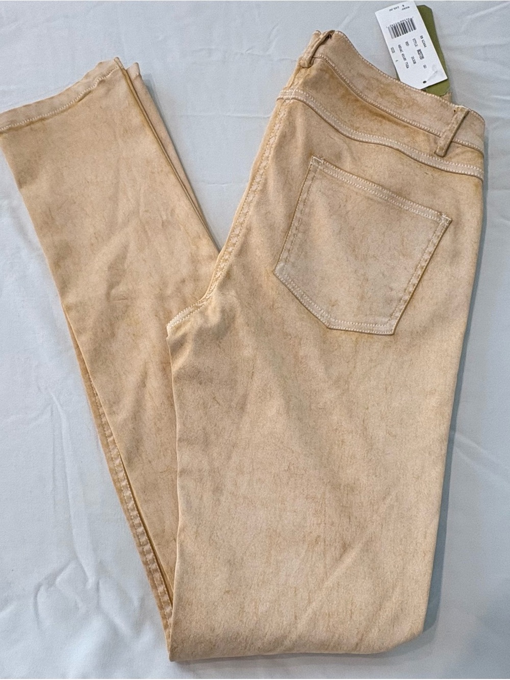 Atelier Nicole Miller Tan Suede-Look Slim Pants Size 6 $245 MSRP